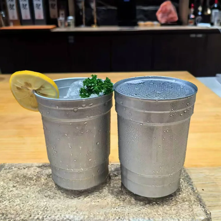 New Arrival Creative Eco-Friendly Bpa Free Recycled Beverage Cold Drinking Cup Aluminum 16 Oz 500Ml Beer Mug