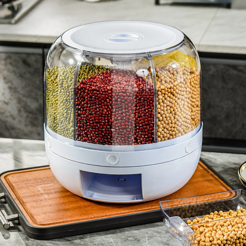 Wholesale Multifunctional Household Grain Storage Box With Rotating And Pressing Function