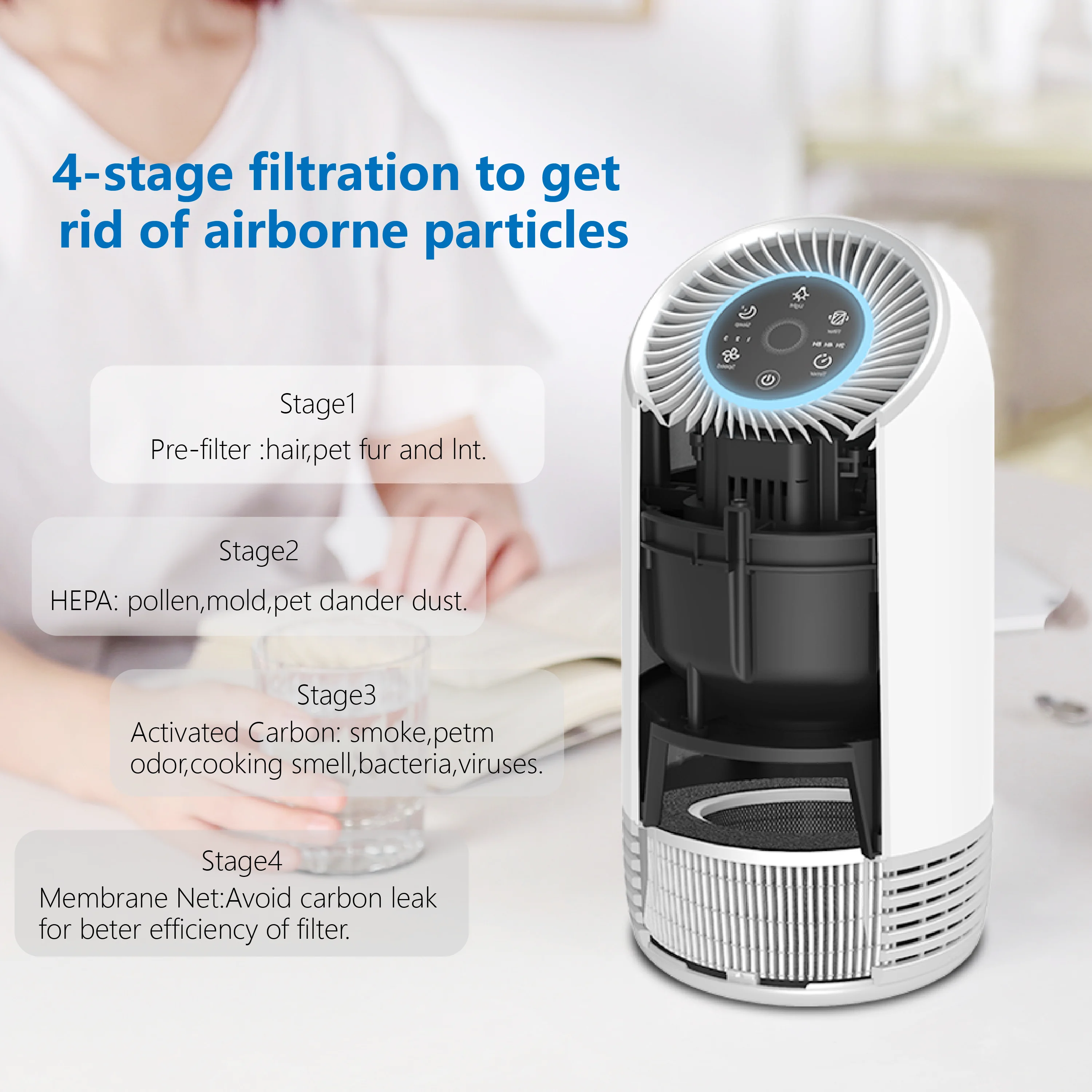 Hepa filter activated Carbon filter air purifier air cleaner for home household hospital school using air purifier