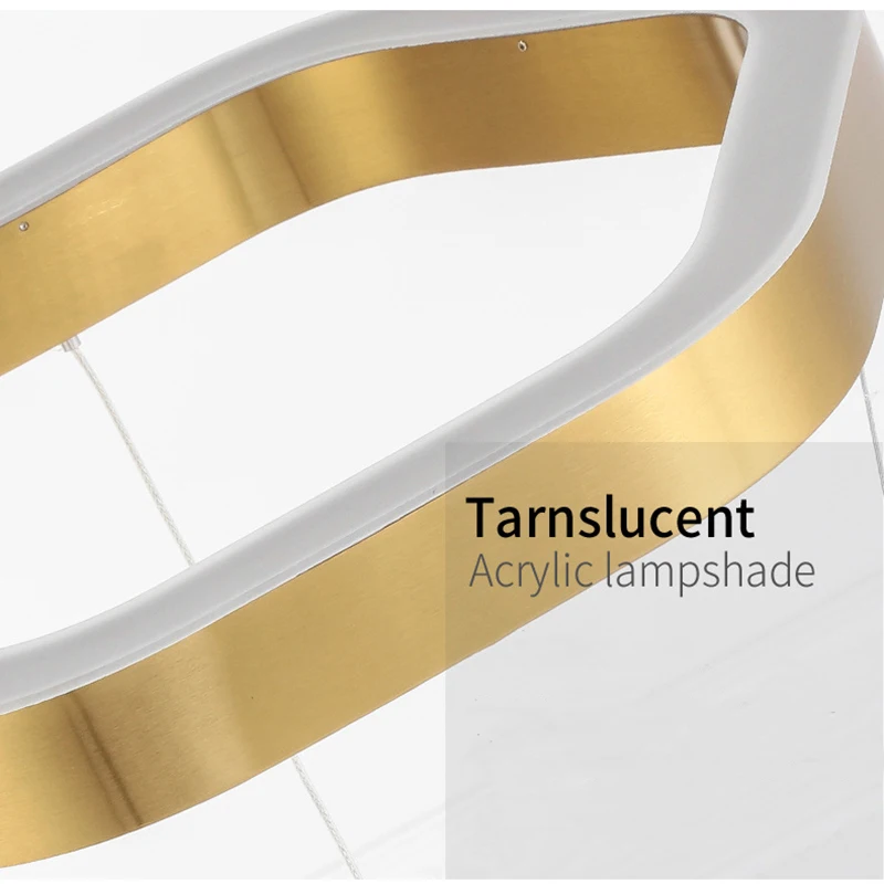 Modern Design Indoor Decoration Fixture Hotel Villa Luxury LED Ring Acrylic Iron Pendant Light