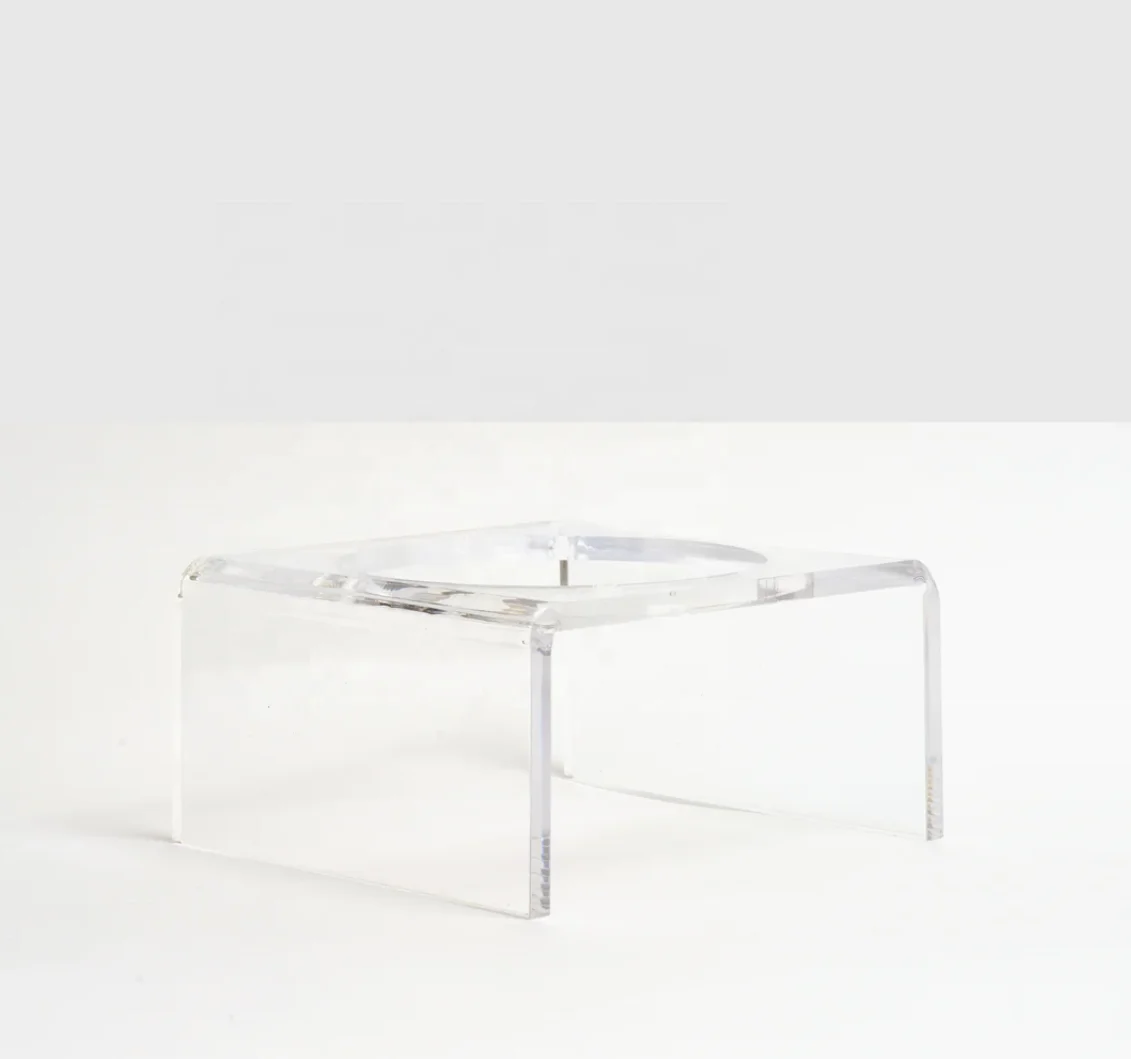 Acrylic Dog Bowl Holder Customized Acrylic Pet Table with Gold Bowls