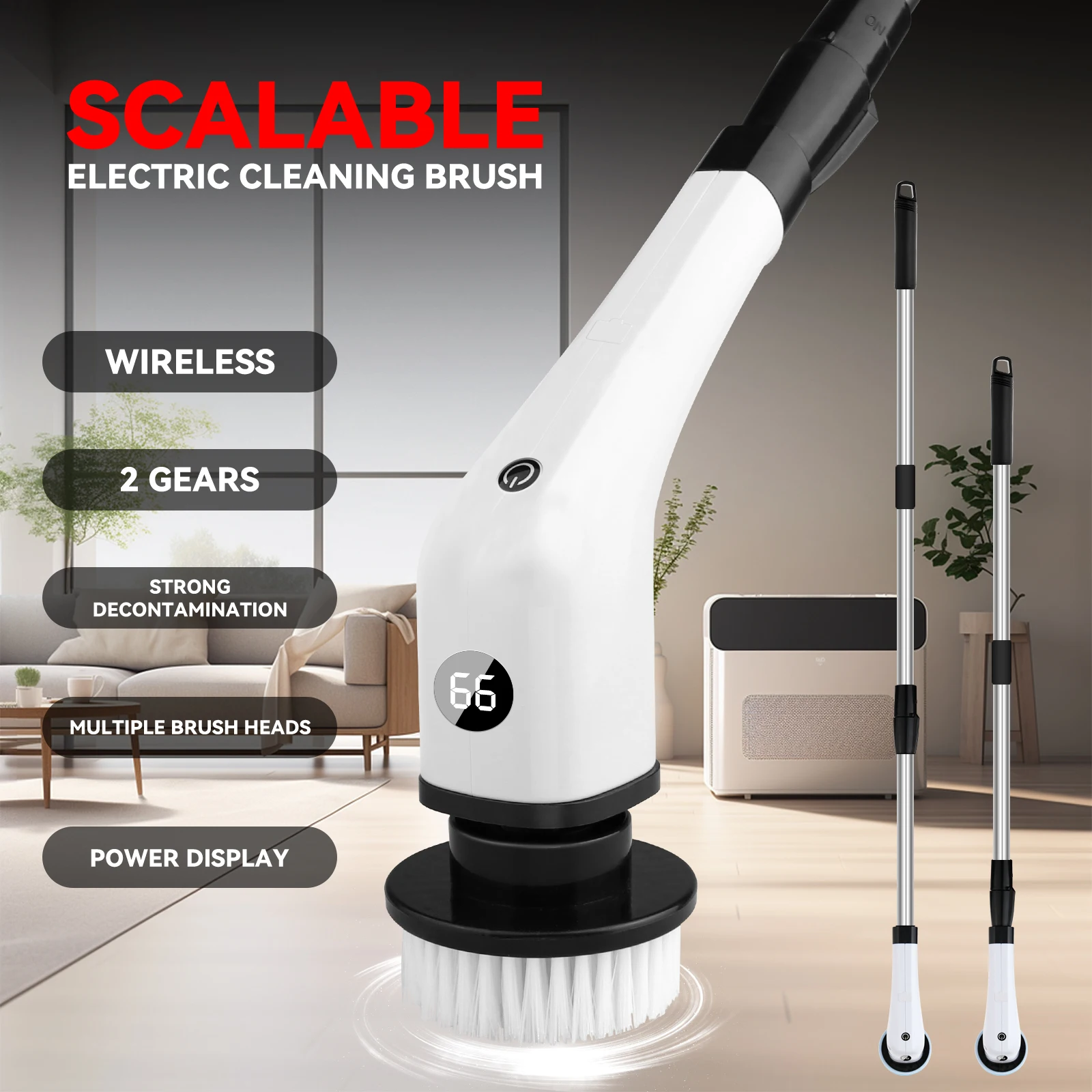 Multifunction Kitchen Household Power Electric Spin Scrubber Cordless 2 Rotating Speeds Electric Cleaning Brush Scrubber