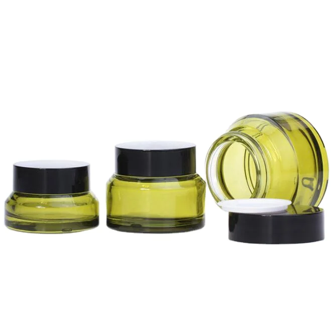 Cosmetic Jars Pot Bottles Case Empty Makeup Face Cream Lip Balm Storage Container Green Refillable Glass Skin Care Cream Black