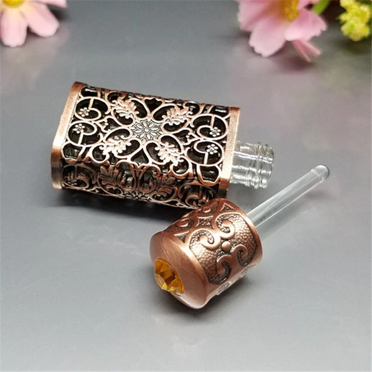 3ml Empty Refillable Bahrain Style Enameled Metal And Glass Perfume Bottle