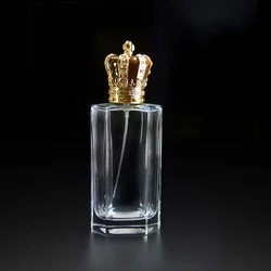 50ml Luxury Men Glass Oil Bottle Wholesale Crown Essential Perfume Bottle