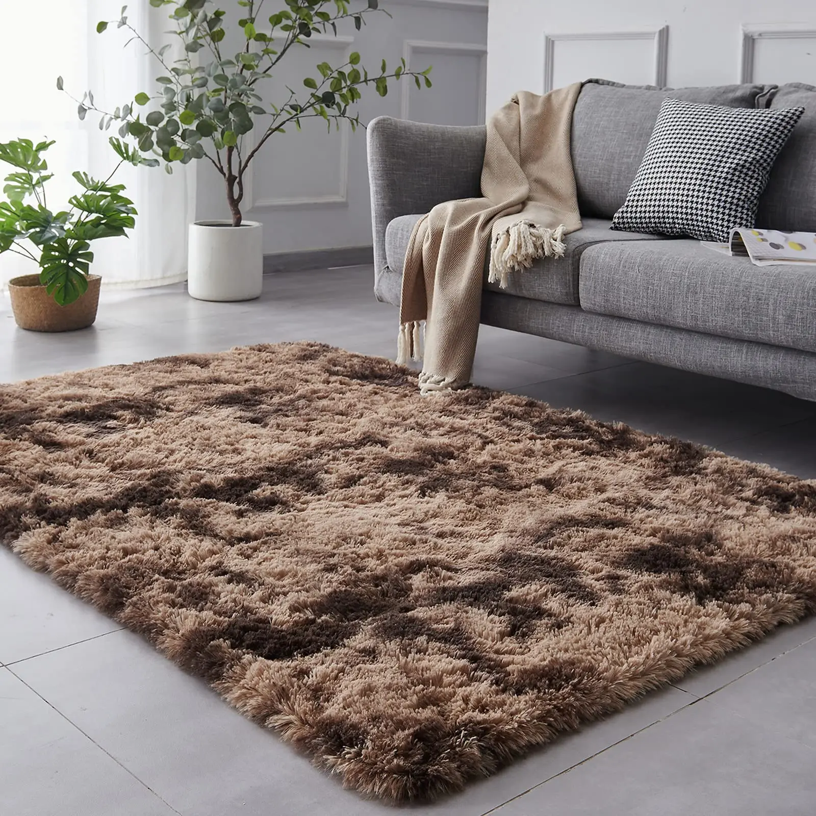 Fluffy Area Rug for Living Room, Large Soft Shaggy Faux Fur Carpet for Bedroom, Non-Skid Plush Fuzzy Rug for Kids Playroom