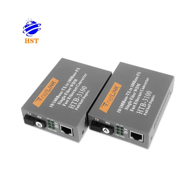 Promotion HST-100M-20KM-A/B(HTB-3100) TX1310/RX1550nm optical fiber media converter 20km SC Ethernet Fiber Media Converter
