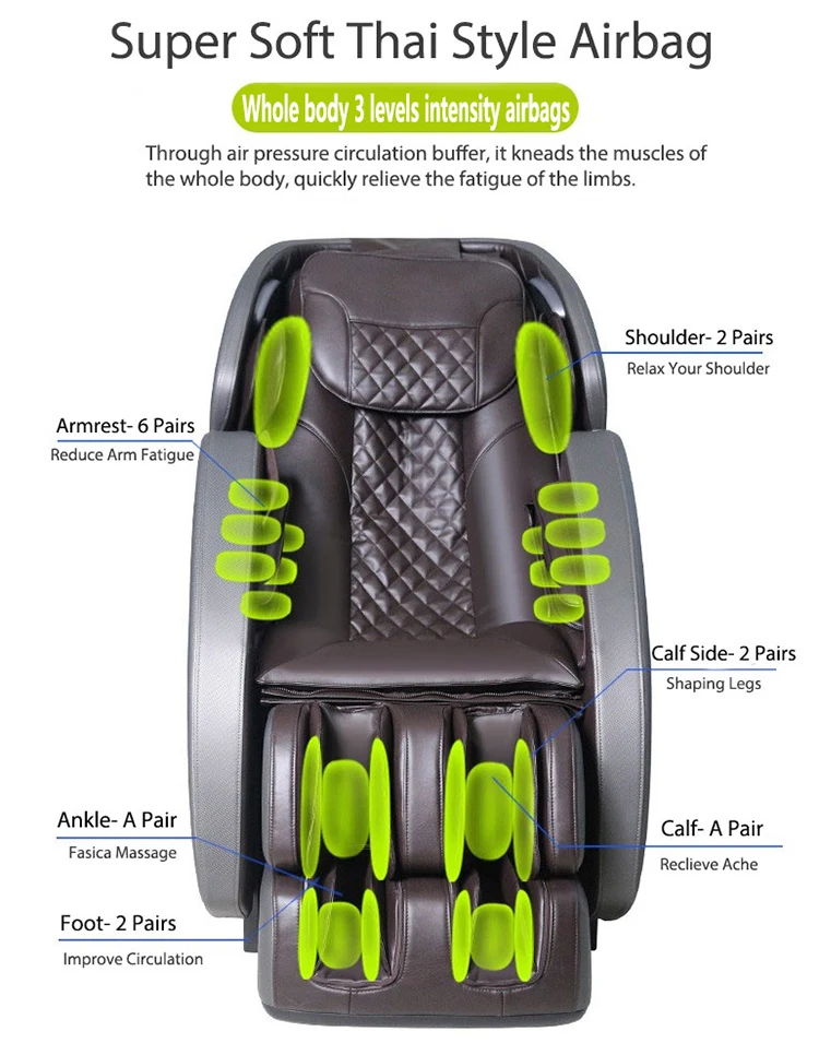 Foshan Sunnyo 4D Full Body Massage Chair Zero Gravity Heating Therapy Shiatsu Function Arm Waist Air Pressure SL Track