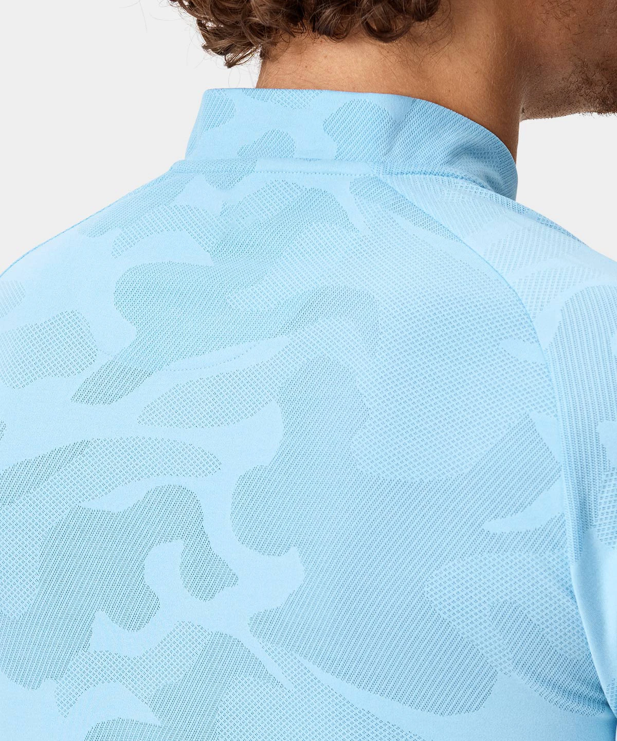 High Quality Custom Designer Logo Camouflage Breathable Collarless Golf Light Blue Polo Shirts