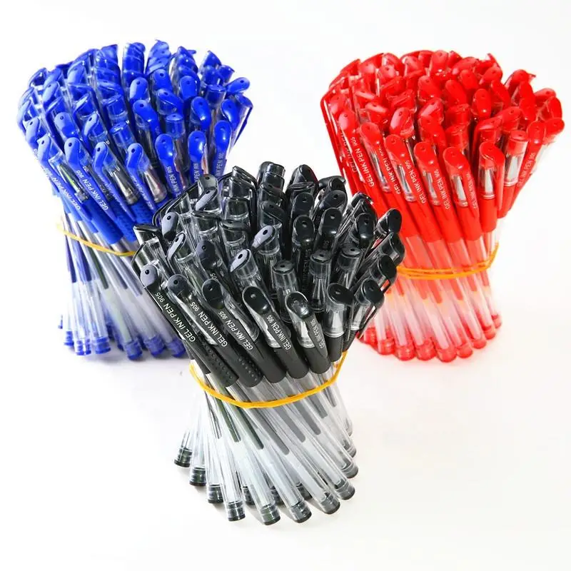 Wholesale Straight Liquid Cute Student Study Custom Cheap Blue Black Red Colorful 0.5 0.7 Mm Gel Ink Pens Set Back To School
