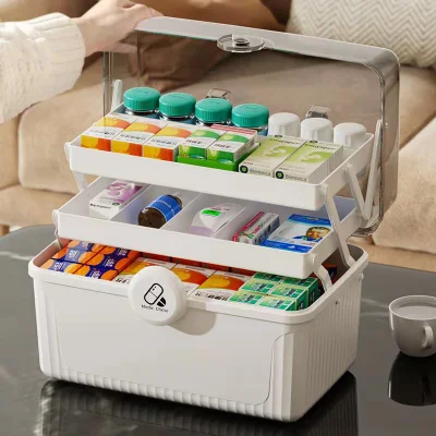 Medicine Cabinet Household Three Layer Large Capacity Portable Medical Care Home Medical Storage Box Medicine Chest