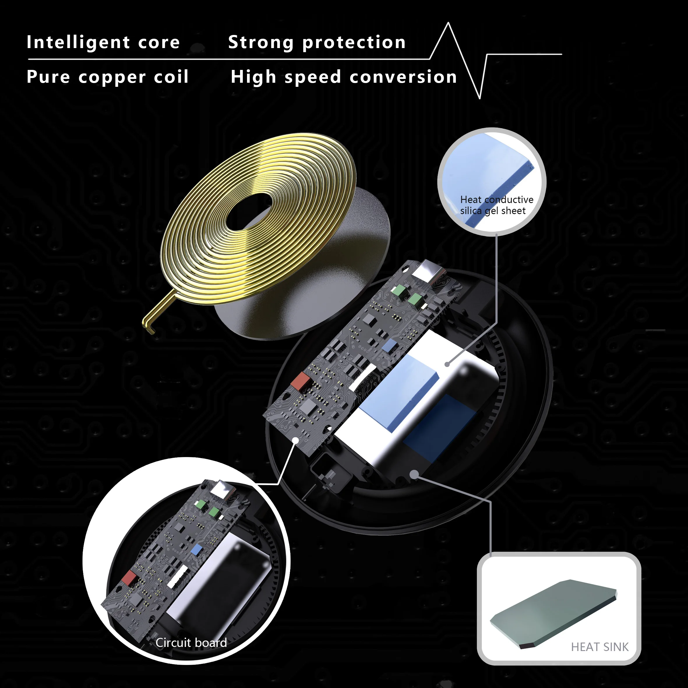 15w qi nonslip dissipate heat fast metal wireless charger for Iphone11/pro/pro max/s/xs/8/8plus