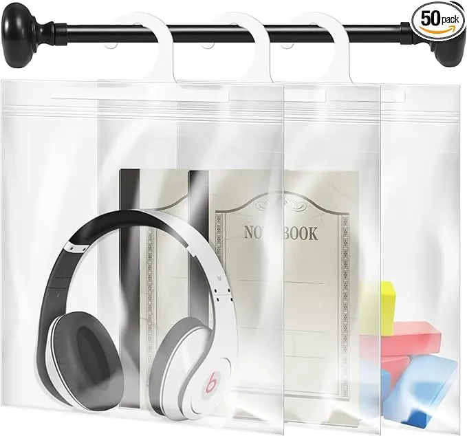 Hook Hanging Storage Bags, Headphone Storage Classroom, Waterproof & Dustproof hard plastic handle hook bags