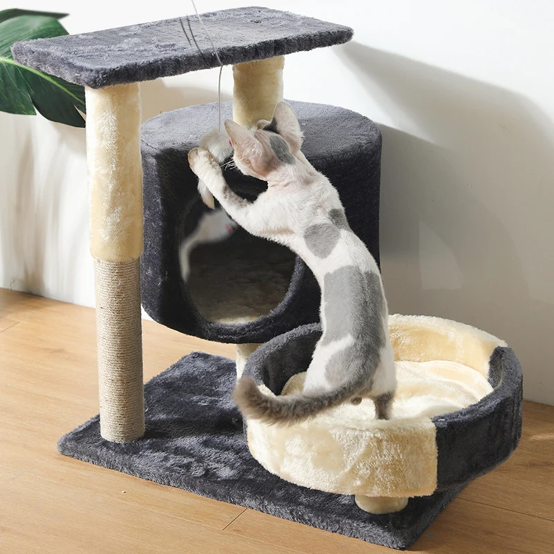 Multi-Level Cat Trees and Towers with Scratching Posts Condos Hammock Resting Perch Indoor Pet Activity Furniture Play House for