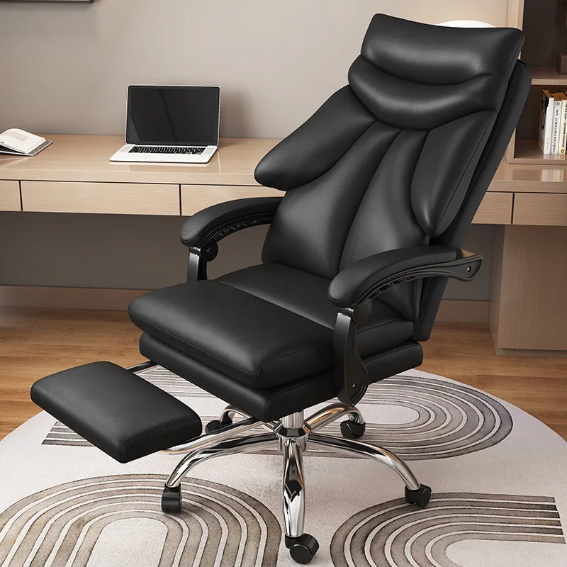 Longstar Light Luxury Boss Chair Durable Ergonomic Office Chair Comfortable Reclinable Simple Leather Office Chair