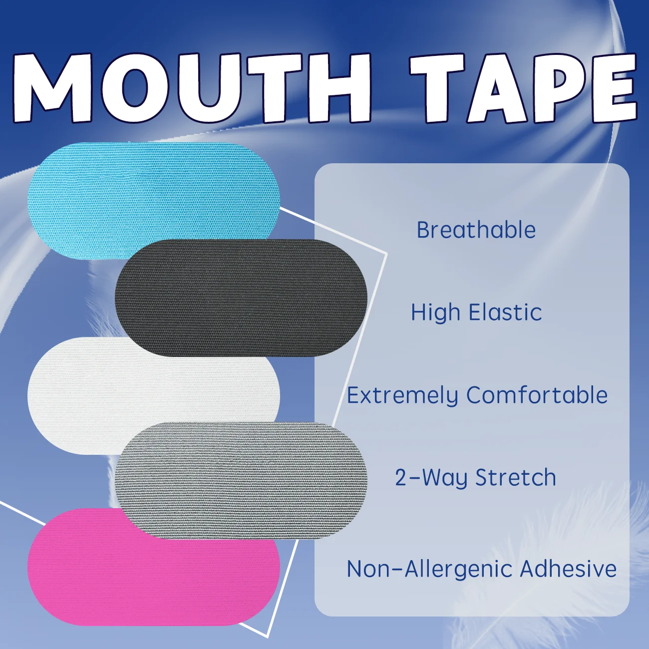 OEM Latex Free Sealing Bouncy Mouth Tape Kinesiology for Sleeping Black