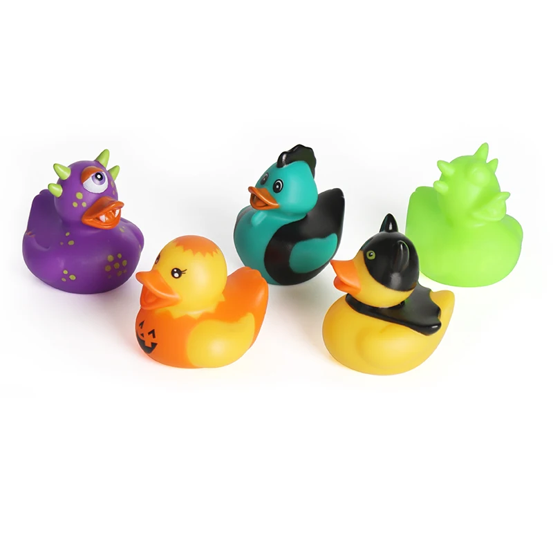 Promotional 20 PCS Assorted 2 Inch Mini Pumpkin Rubber Duckies Bath Toys Party Gift Halloween Rubber Ducks