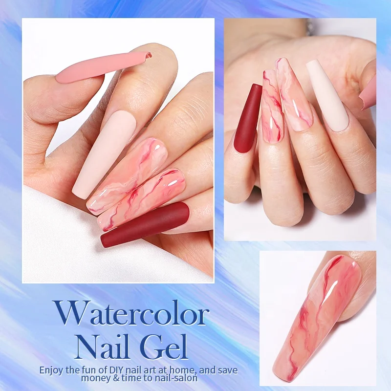 BORN PRETTY 15ml Watercolor Nail Gel UV LED Marble Nails Blooming Semi Permanent Soak Off Nail Art Gel Varnish
