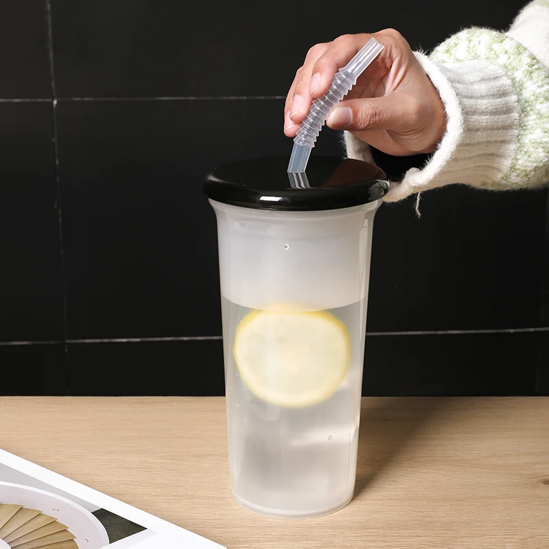 Reusable Temperature Cold Magic Color Changing Coffee Water Mug Cups with Straw 710 ml Tie Dye Color Changing Plastic Cup