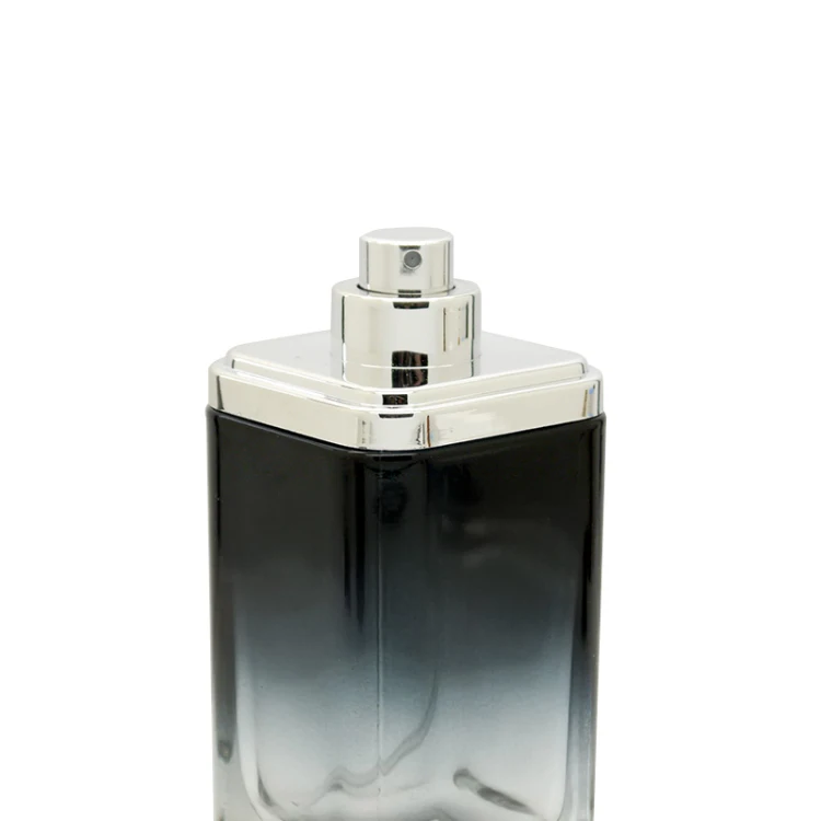 high quality 100ml square black gradient perfume glass bottle with custom box