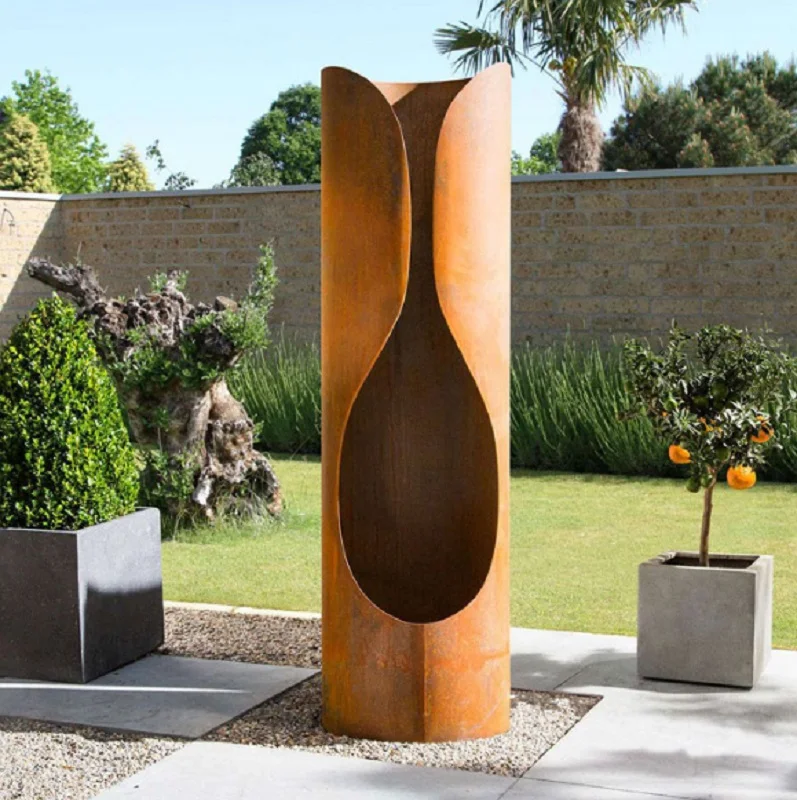 120cm High Outdoor Fireplace Corten Steel Round Fire Pit Chiminea