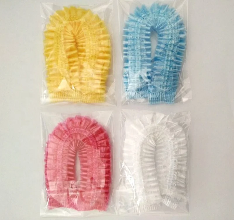 Disposable Hair Plastic Shower Cap - (Pack of 100) Clear Women Shower caps Waterproof Bath caps Processing Hair Cover