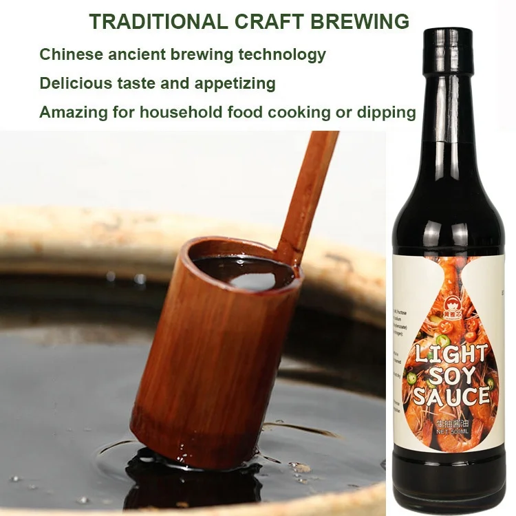 Natural Brewed Seasoning Non-GMO Halal Sauces Soya Arabic Muslim Market OEM Wholesale Condiment 500 ml Light Superior Soy Sauce