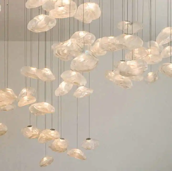 Nordic Design Smoky Grey Art Hanging Lamp Decorative Blown Glass Pendant Light Restaurant Chandelier