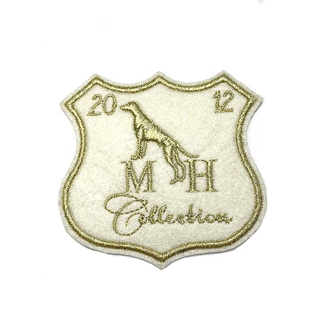 OEM manufacturer custom own logo number letters iron on embroidery felt patch