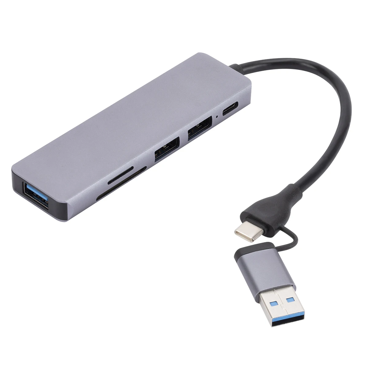 For Macbook Pro USB C Adapter Aluminum Type C 6 In 2 Hub With USB 3.0 2.0 Ports SD TF Card Reader Adapter Converter
