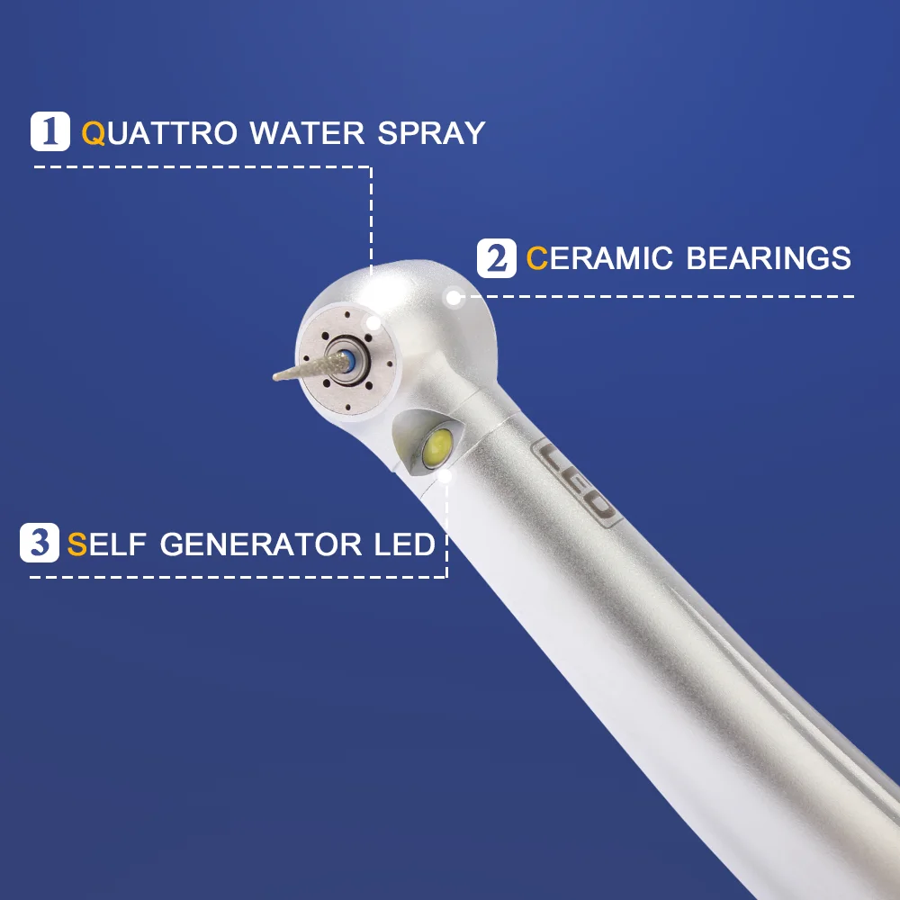 Top Quality air Turbine Handpiece LED High Speed Standard Head 2 / 4 Holes with B2 M4 Dental Product