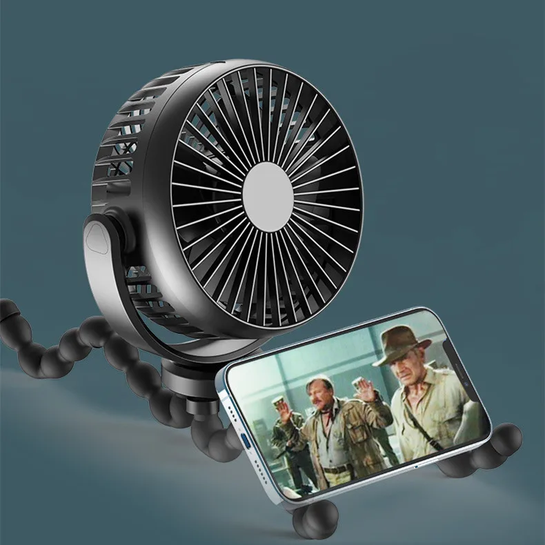 Amazon Hot Flexible Tripod Clip Fan Rechargeable Portable Mini Usb Octopus Baby Stroller Fan With 3 Speeds
