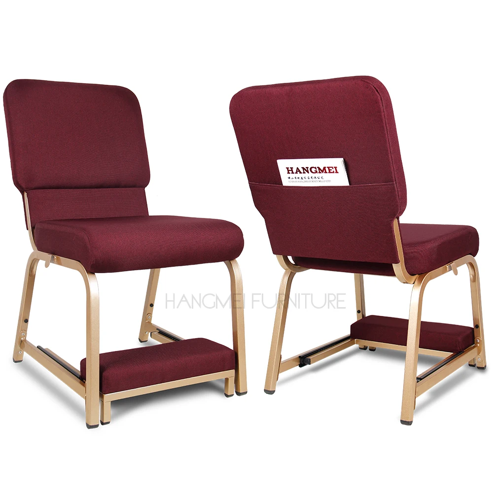 wholesale metal upholstery interlocking pastor church pulpit kneel pad chairs with retractable kneeler