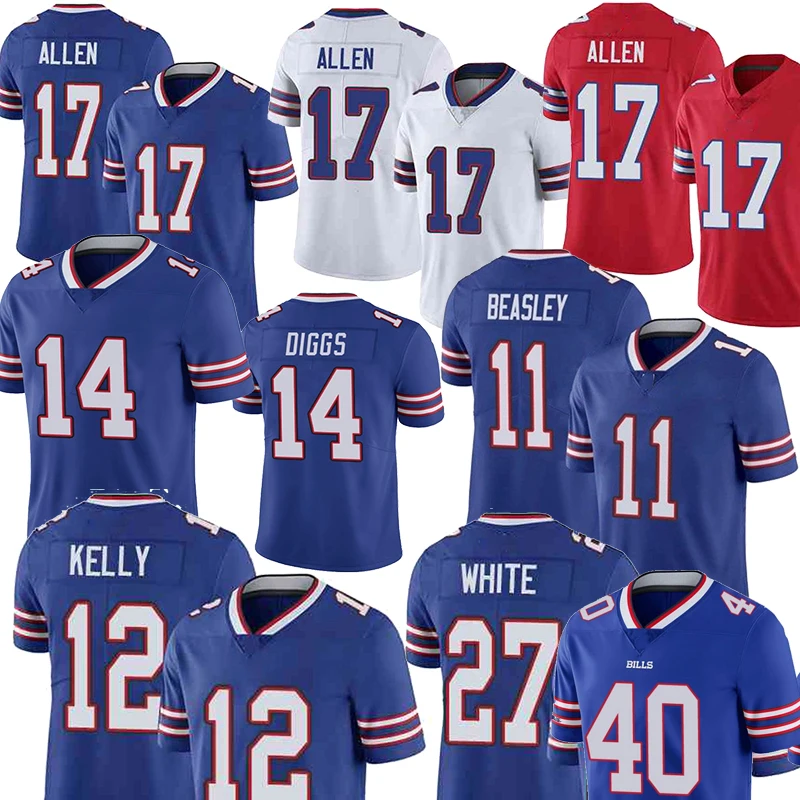 17 Джош Аллен буйвол фон Миллер Футбольные Майки 14 стифон дигги Джим Келли Габриэль Дэвис белые футбольные майки