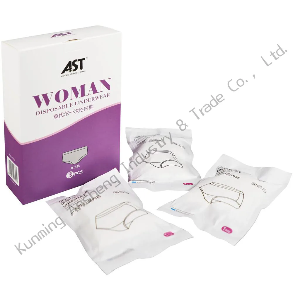 Manufacture Price Disposable Panties Briefs Spa Travel 100% Cotton Disposable Underwear For Women