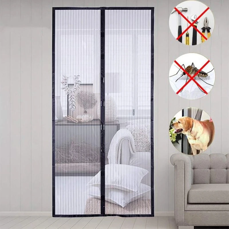 Premium Reinforced Fiberglass Heavy Duty Magnetic Mosquito Net Curtain Magnetic Mesh Screen Door