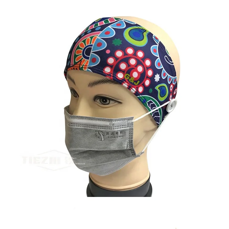 customized elastic sport nurse button hair band headbands protecting ear