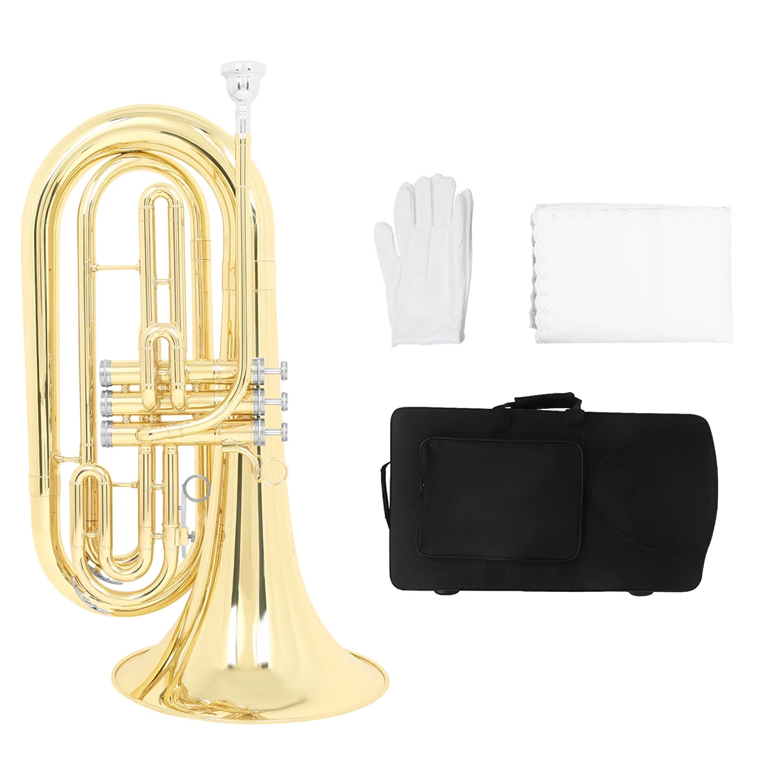 Factory OEM High Quality Professional Brass Tube Body Gold Three Vertical Key Bb Tone Marching Trombone With Case