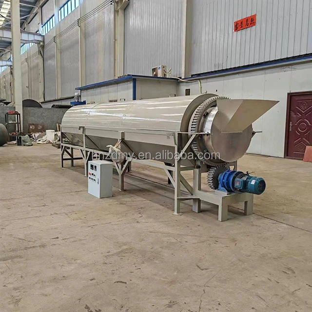 Electric heating wood chip frying pan Stainless steel corn and rice dryer Multifunctional chicken manure and cow dung drum dryer