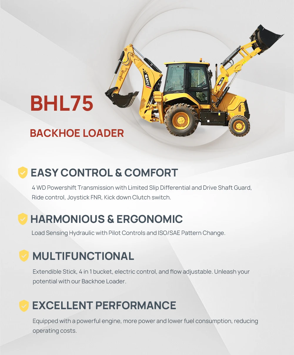 SANY BHL75 1.0 m3 excavator loader sany backhoe loader for breaking asphalt