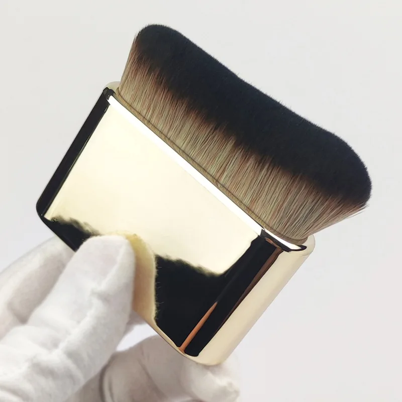 Portable Body Brush Synthetic Hair Brush Flat Wave Head Plastic Handle Foundation Liquid BB Cream Makeup Brush With Custom Logo