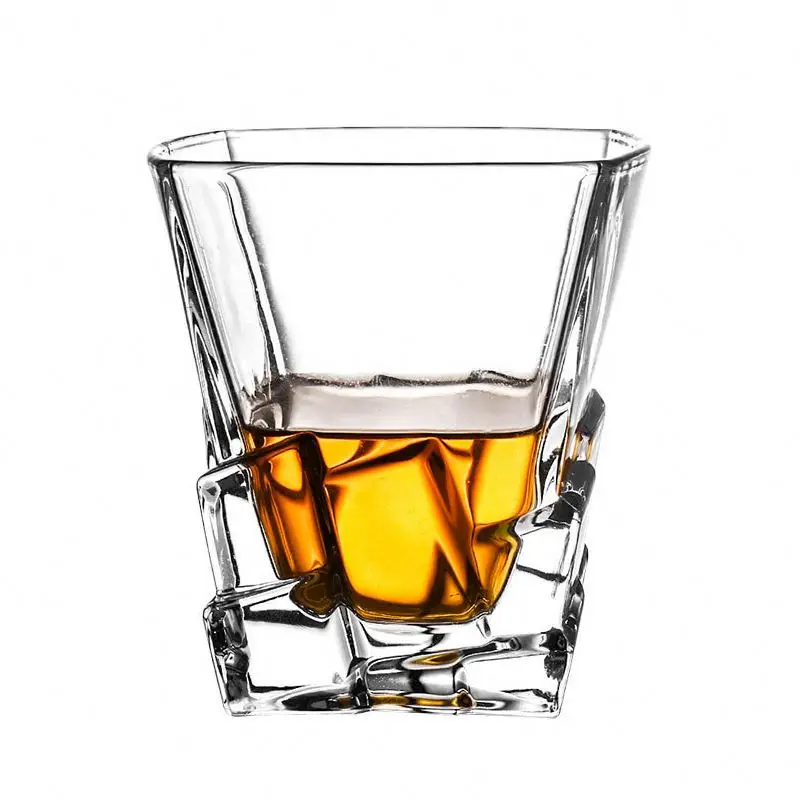 Bar Whiskey Classic Glass 12 oz Cup Laser Etching 6 Pcs Hotel Rock Luxury Crystal Straight Up Drinking Cup Whiskey Glass sets