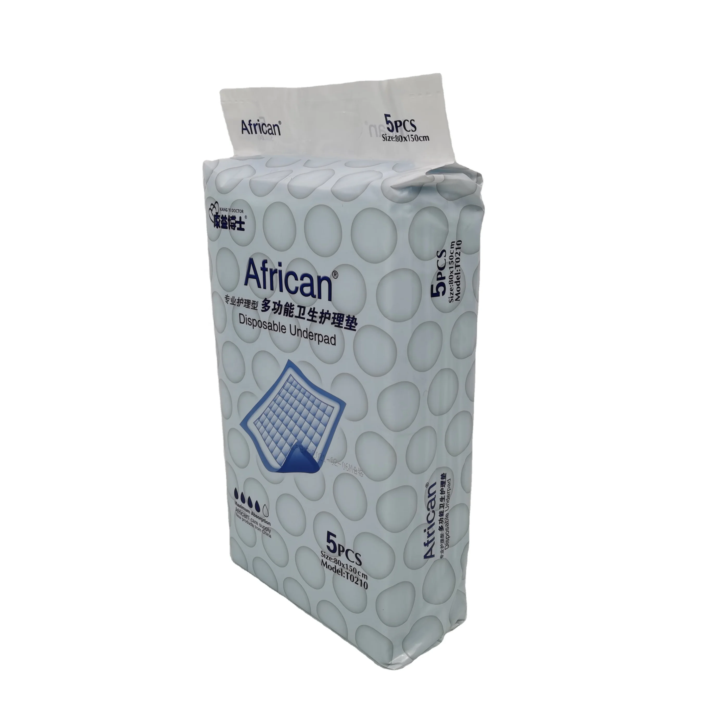 
African Adult Under Pads 80x150 hospital under pad, manufacturer absorbent incontinence underpad 