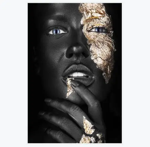 
African Art Black and Gold Woman Print Paintings For Home Decor Canvas Oil Painting Poster 