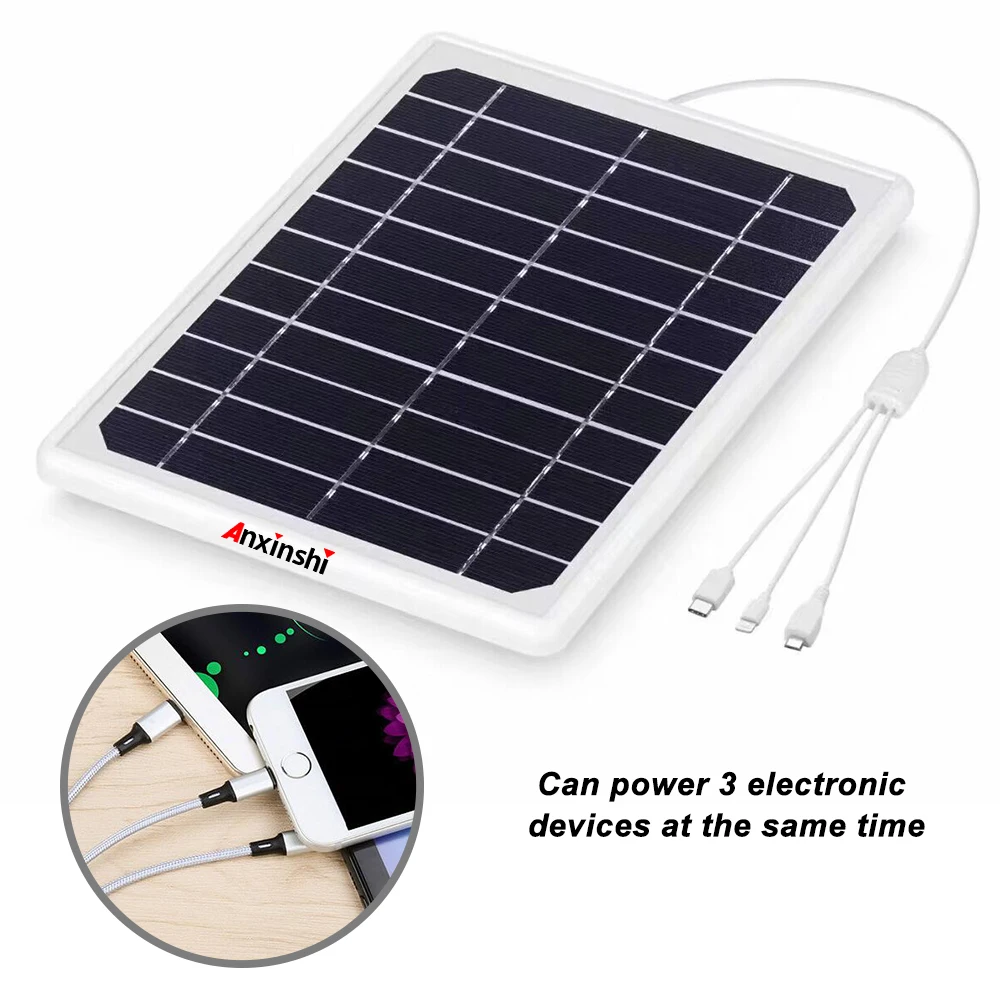 Anxinshi Brand Solar power bank Charger fro Mobile App support Type C Micro USB and iPhone Port