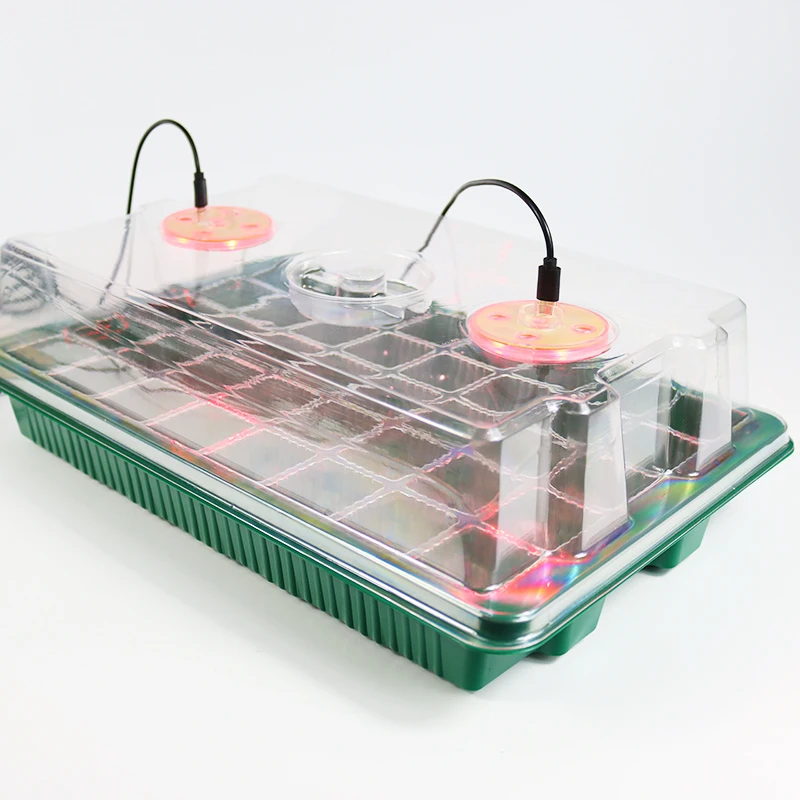 Seeds Tray Box with Adjustable Humidity Dome Plant Light Nursery Seedling Kit with Shovel and Tag for Greenhouse