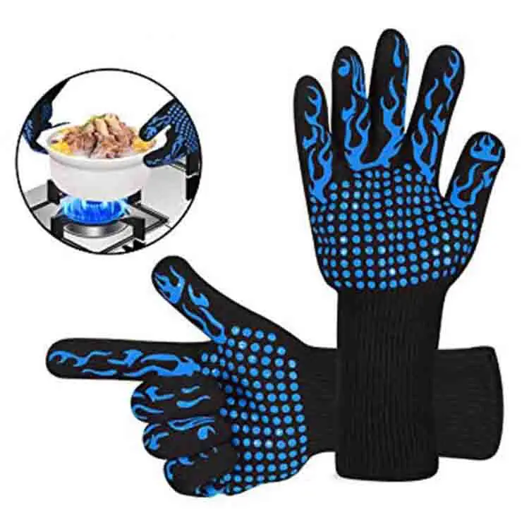 High Temperature Insulation Oven Boiler Baking Fireproof Flame Retardant Silicone Heat Resistant Grill BBQ Gloves