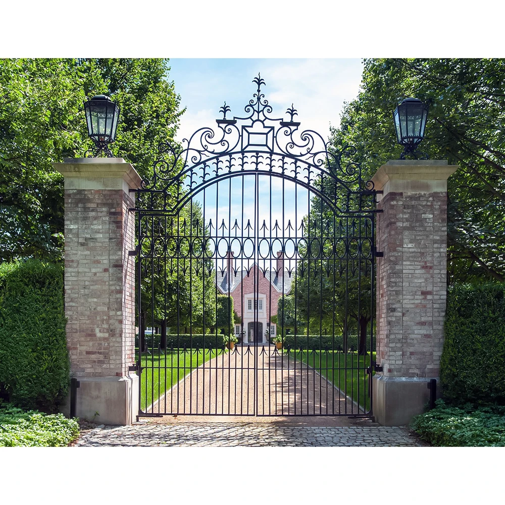 Exterior lift remote control automatic main gate designs intelligence garage door security iron main driveway gates