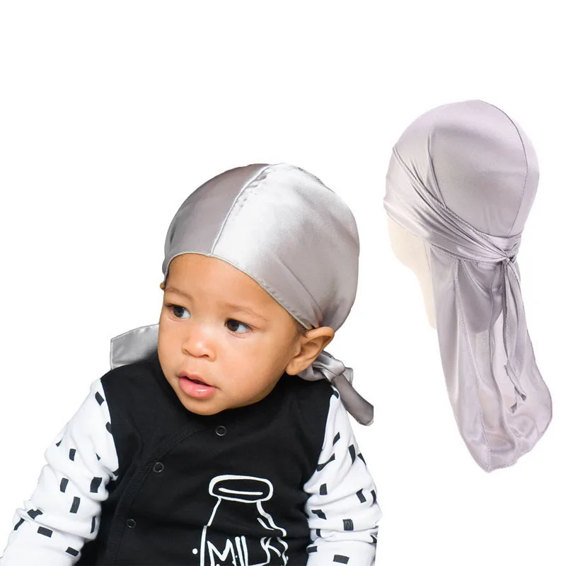 
Wholesale Fashion Hair Accessories Durags Solid Color Kids Durags Boy Black Durag 