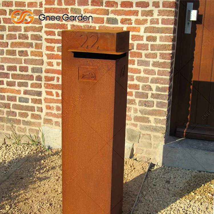 Wall Mounted Corten Steel Metal Mailbox Design